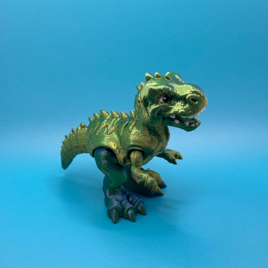 Dino figurine on a blue background