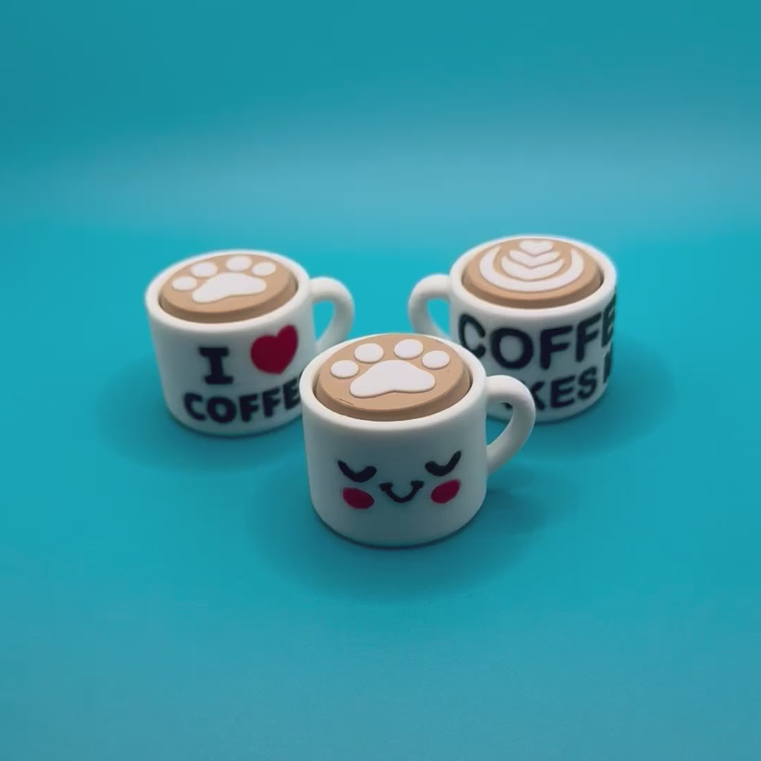 Coffee mug clicker on a blue background